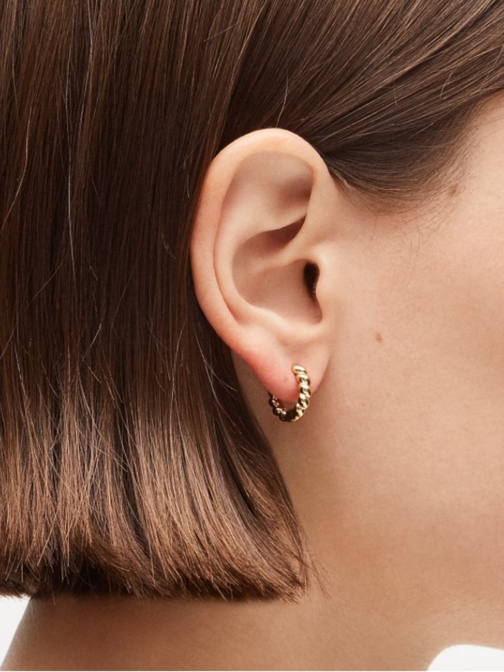 J crew shiny matte gold Mini metallic twist huggie earrings - Picture 2 of 4